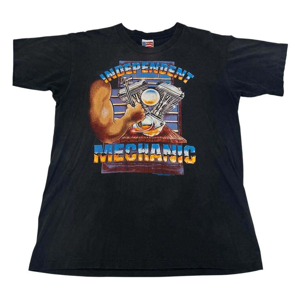 VINTAGE Made At The Beach Men T-Shirt Large Single Stitched Independent Mechanic